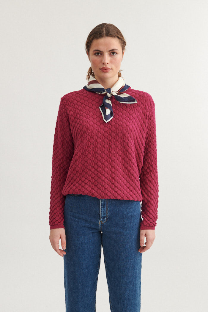 Basic Apparel Lorri Scarf Halstørklæder 834 Sky captain / Bordeaux truffle / birch